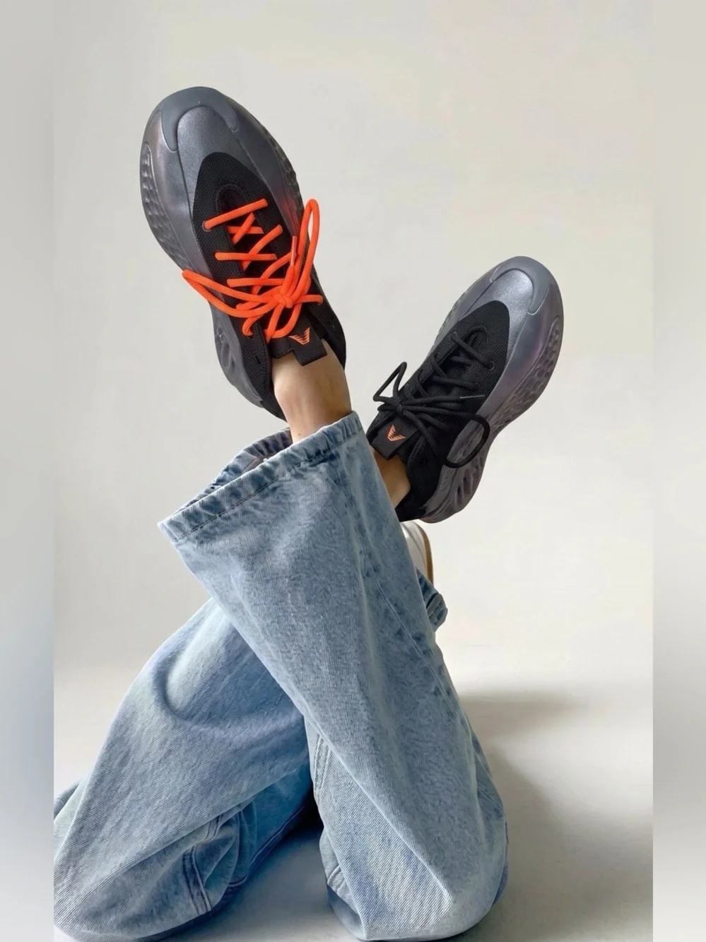 Adidas AE ‘IRON’ Sharpens. Women’s Black and Orange Lace-Up Sneakers. ( UNISEX)